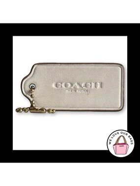 COACH HANG TAG 2.25" Chalk White Leather Bag Charm Keychain Fob New York Large